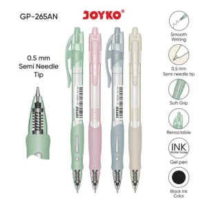Ballpoint Gel JOYKO GP-265AN Q4 Gel 0.5 mm - Hitam (1 Pack isi 12 pcs)
