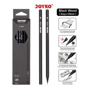 JOYKO Pencil Pensil P-8136 Black Wood 2B 1 BOX 12 PCS