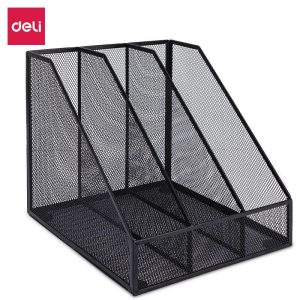 Deli Triple File Organizer/ File Tray/ Box File/ Rak Buku 3 Sekat Anti Karat Anti Air Tahan 7898X Hitam Desk - 3 Space