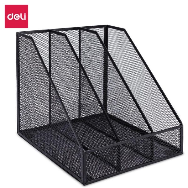 Deli Triple File Organizer/ File Tray/ Box File/ Rak Buku 3 Sekat Anti Karat Anti Air Tahan 7898X Hitam Desk - 3 Space